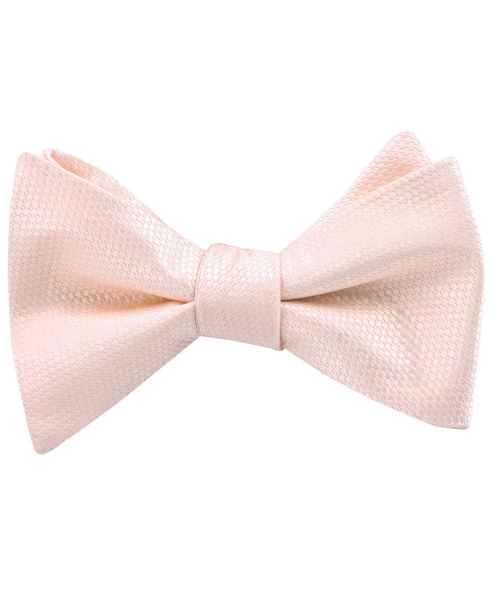 Blush Pink Basket Weave Self Bow Tie - Image 2