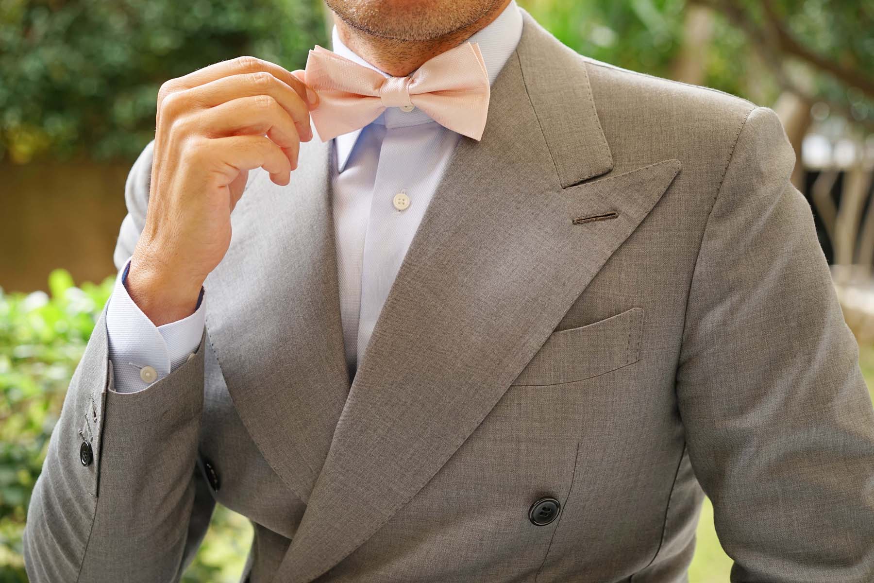 Blush Pink Herringbone Bow Tie - Image 3