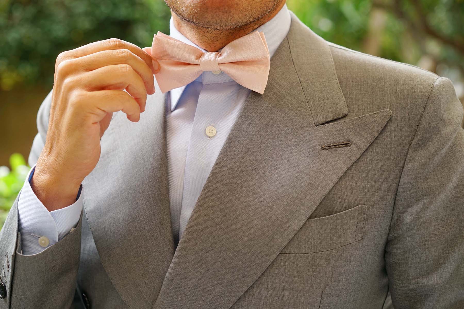 Blush Pink Herringbone Bow Tie - Image 5