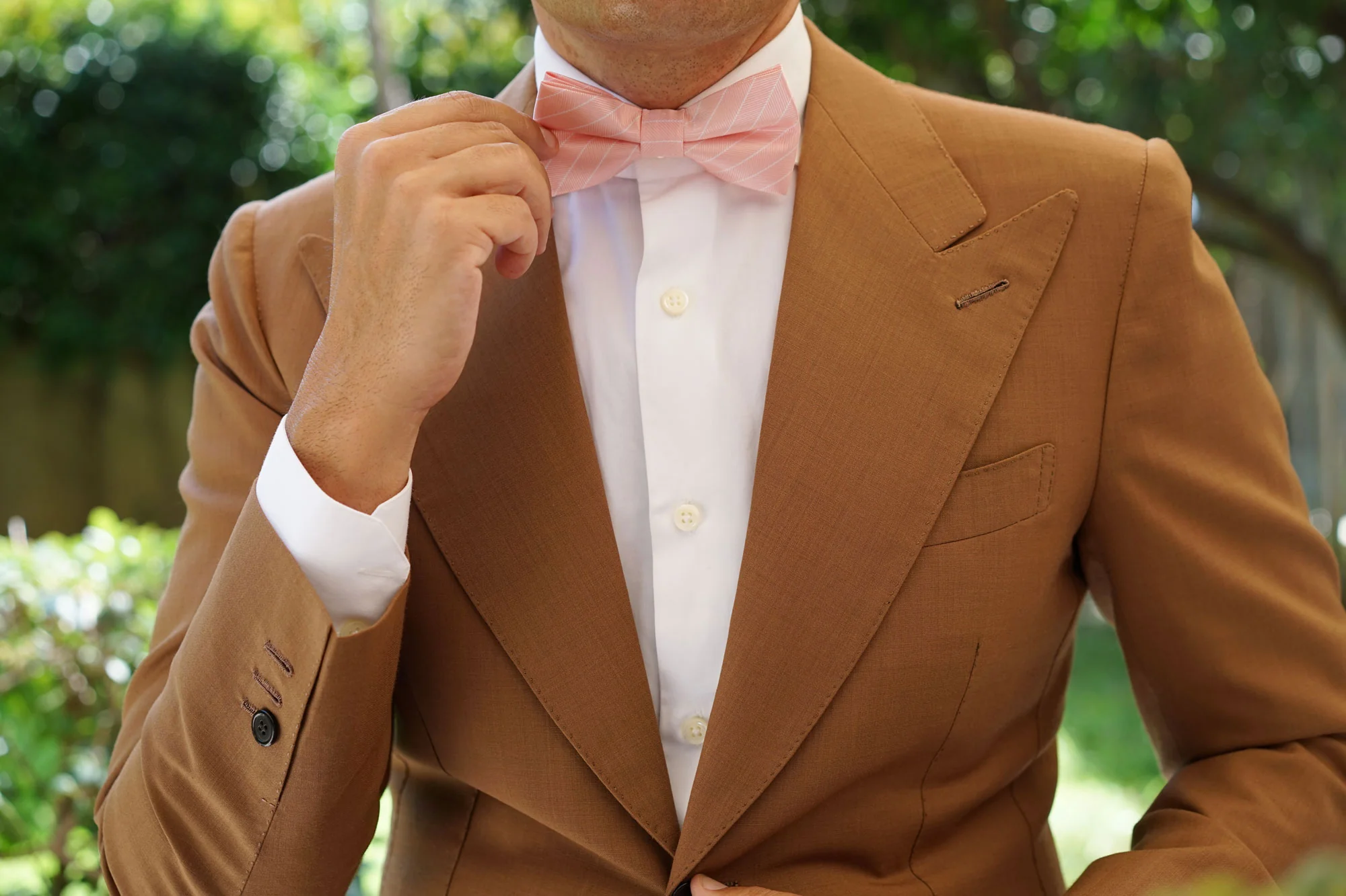 Blush Pink Herringbone Pinstripe Bow Tie - Image 6
