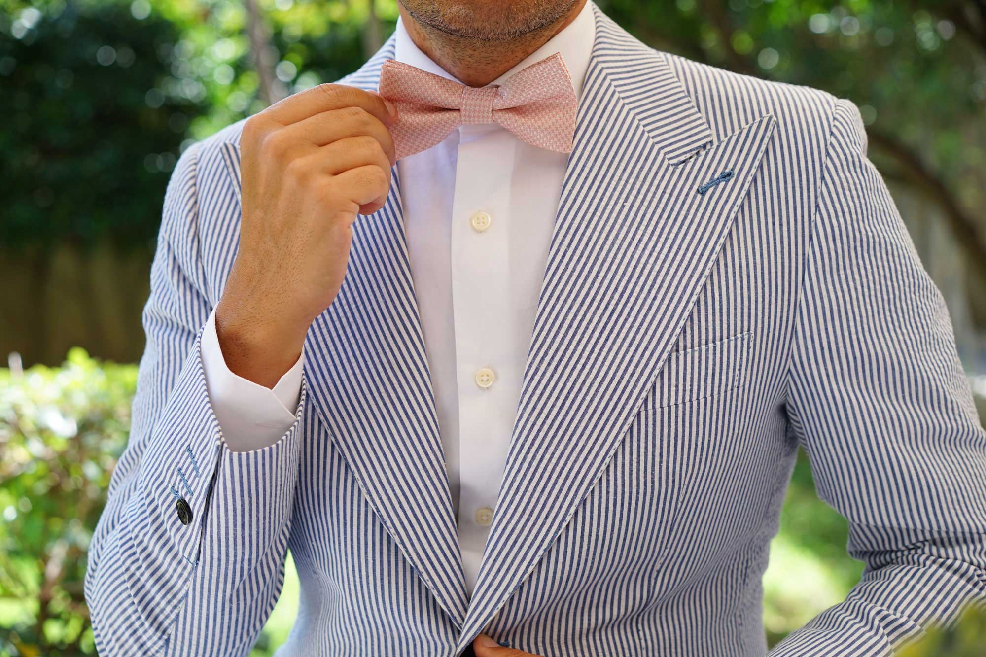 Blush Pink Houndstooth Bow Tie - Image 3