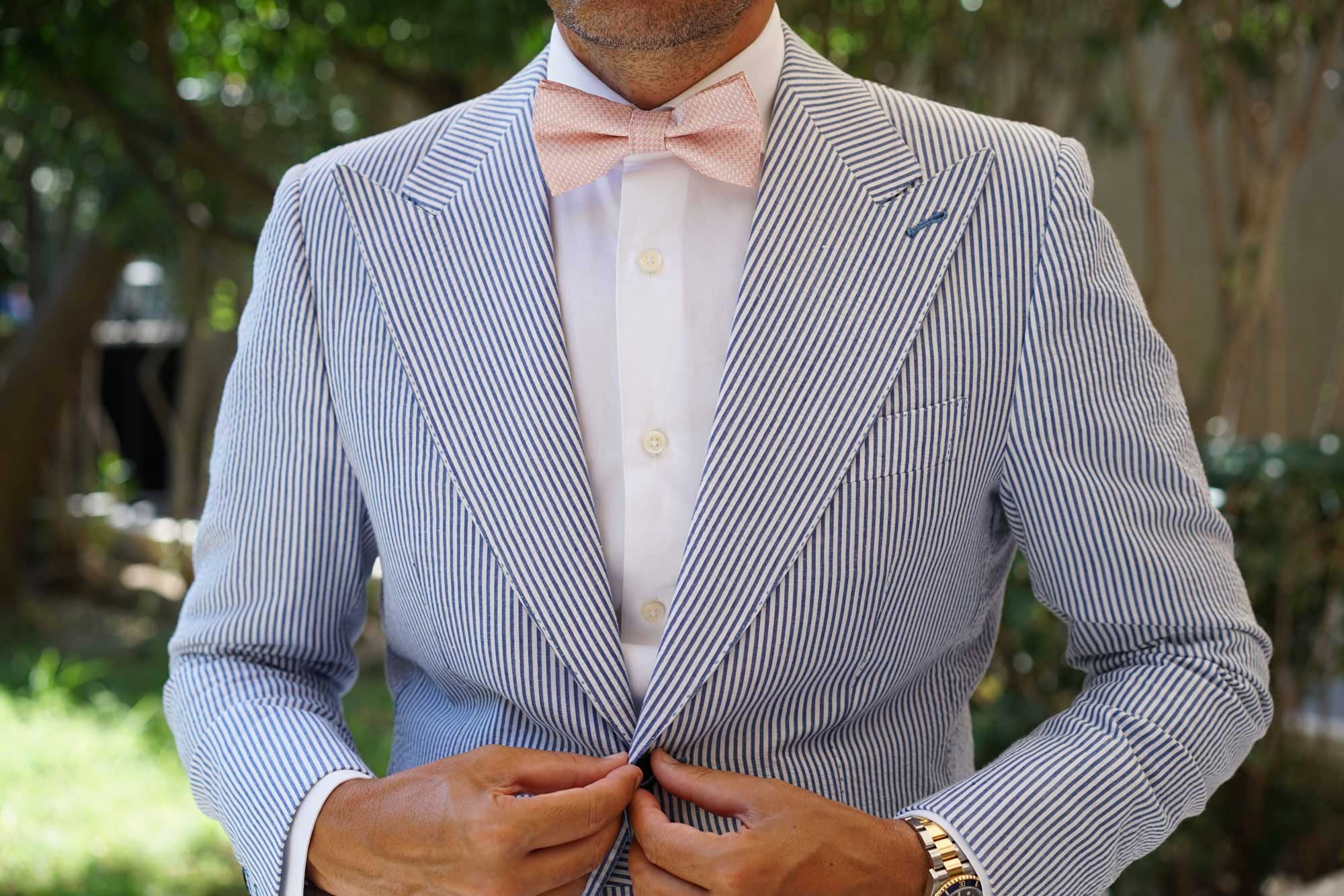 Blush Pink Houndstooth Bow Tie - Image 5