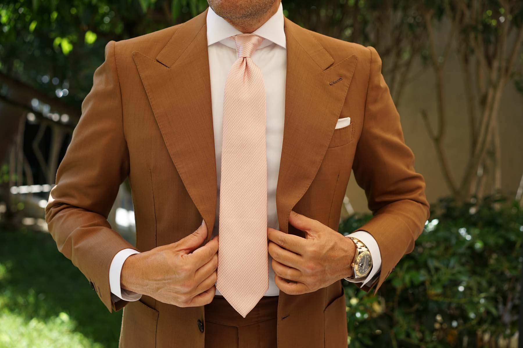 Blush Pink Houndstooth Necktie - Image 4