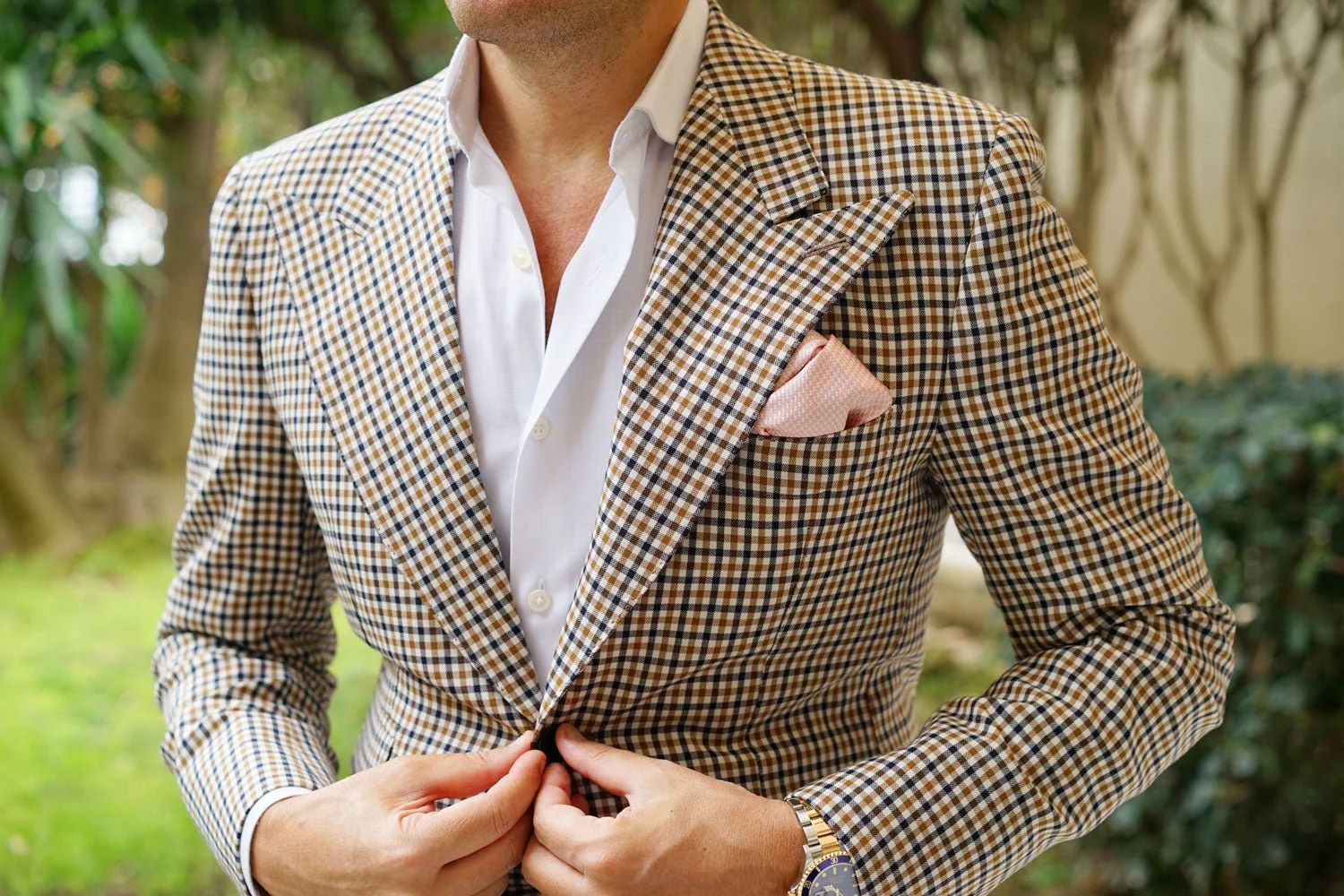 Blush Pink Houndstooth Pocket Square - Image 3