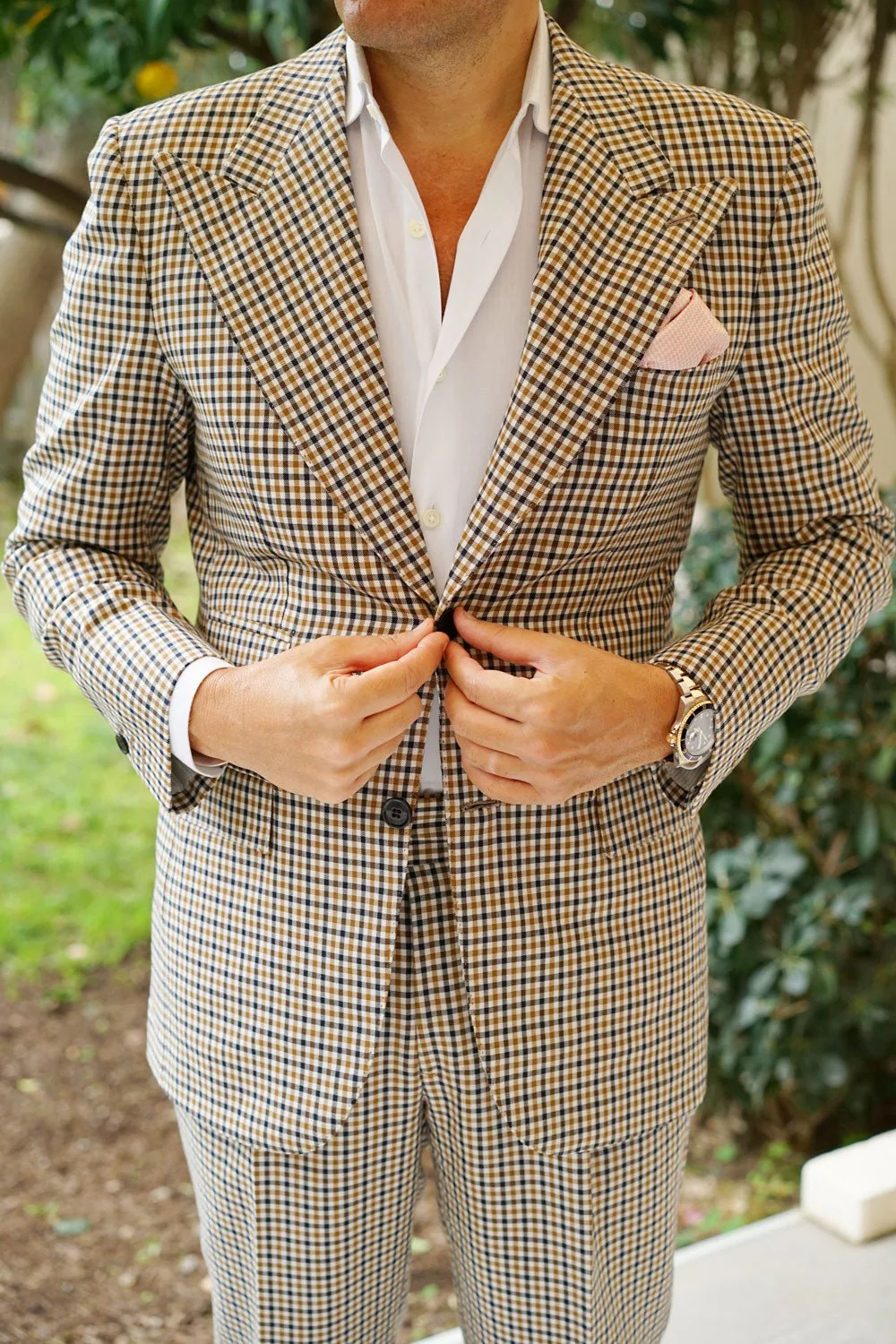 Blush Pink Houndstooth Pocket Square - Image 4