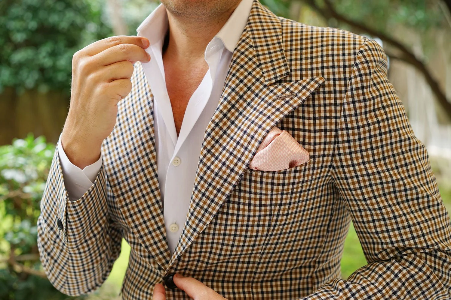Blush Pink Houndstooth Pocket Square - Image 6