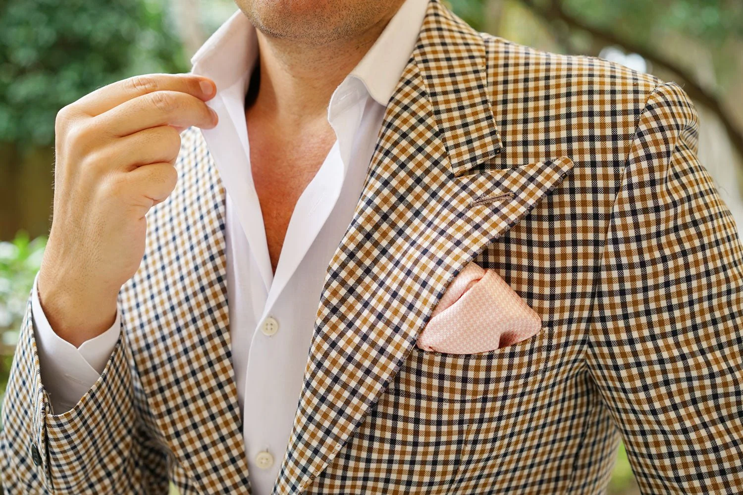 Blush Pink Houndstooth Pocket Square - Image 7