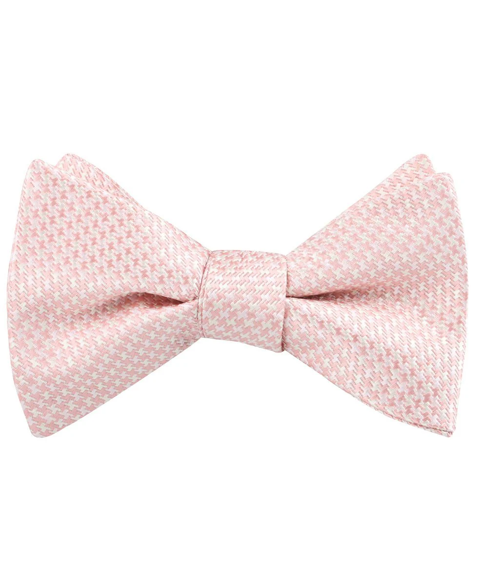 Blush Pink Houndstooth Self Bow Tie - Image 2