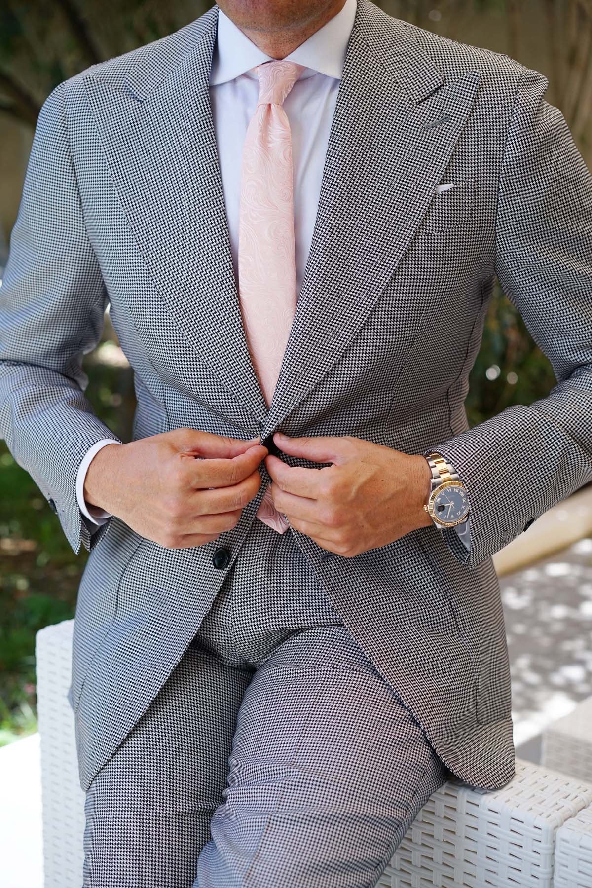 Blush Pink Khamsin Skinny Tie - Image 11