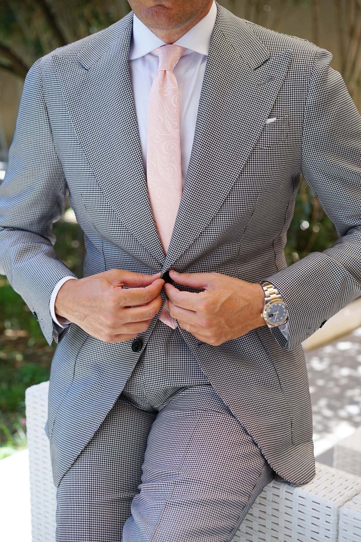 Blush Pink Khamsin Skinny Tie - Image 7