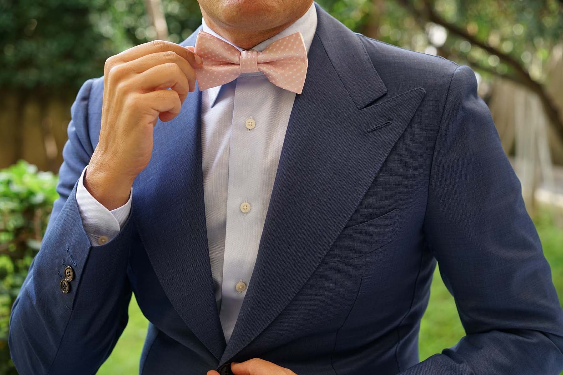 Blush Pink Mini Polka Dots Bow Tie - Image 3