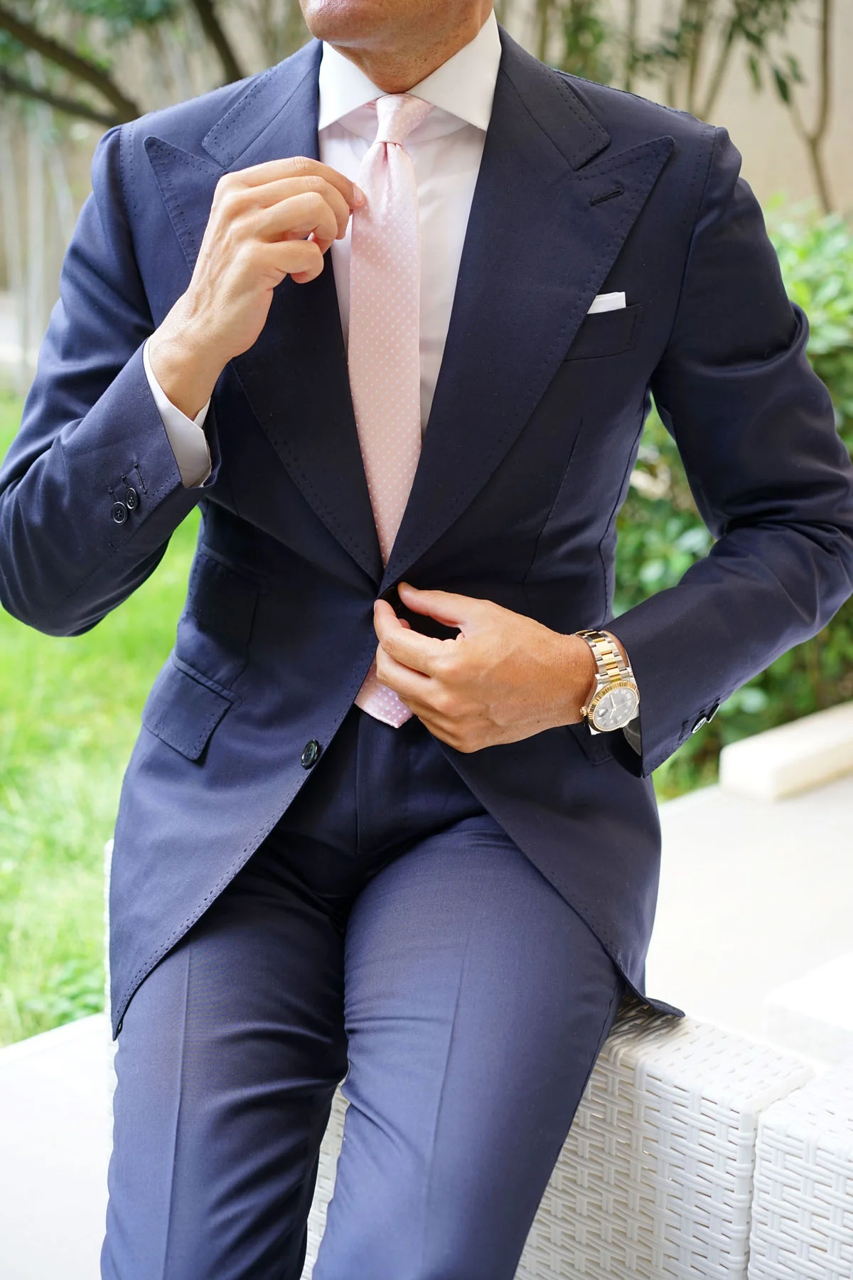 Blush Pink Mini Polka Dots Skinny Tie - Image 7
