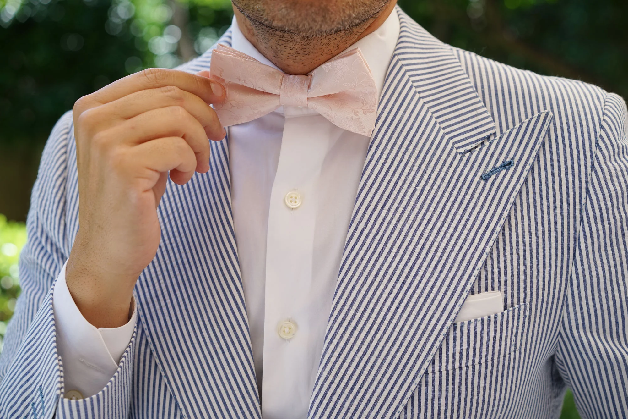 Blush Pink Rose Floral Bow Tie - Image 5