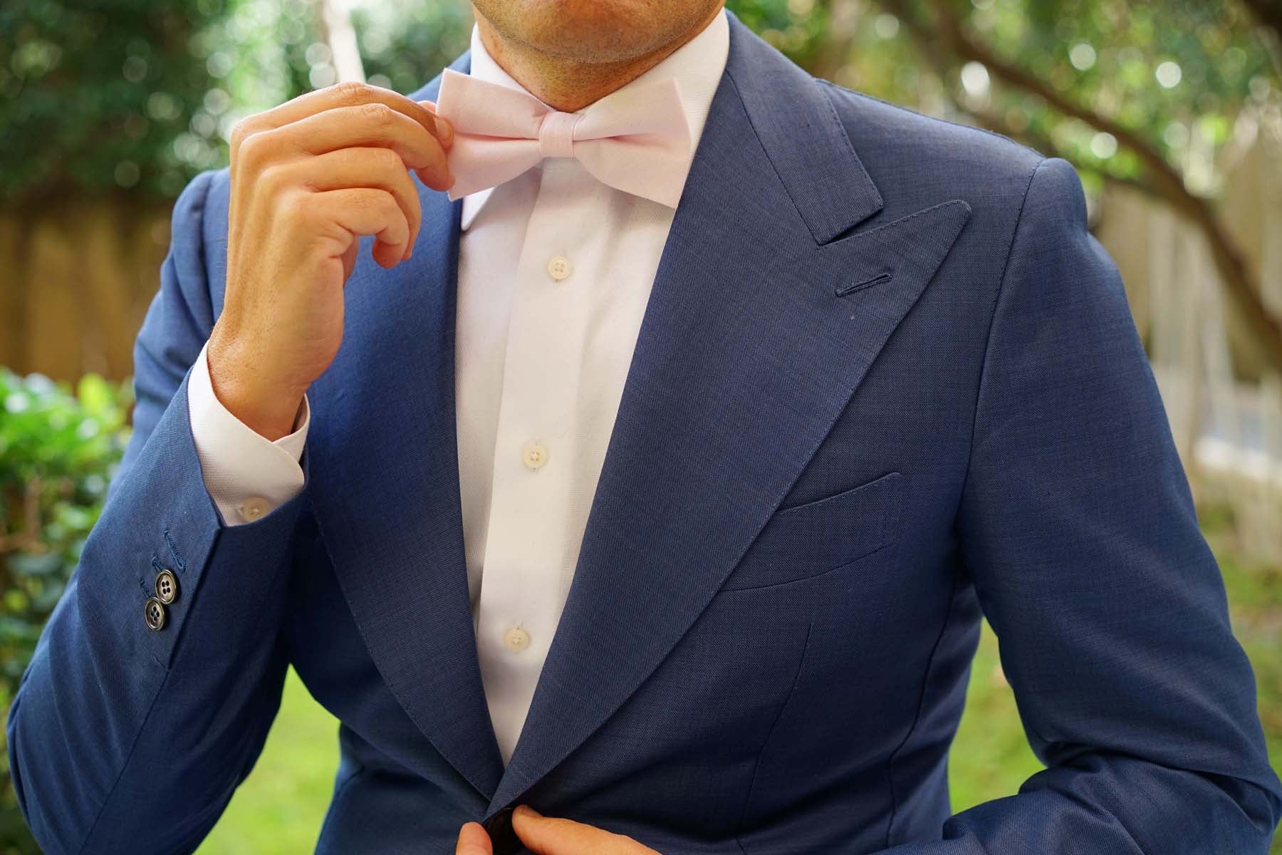 Blush Pink Slub Linen Bow Tie - Image 11