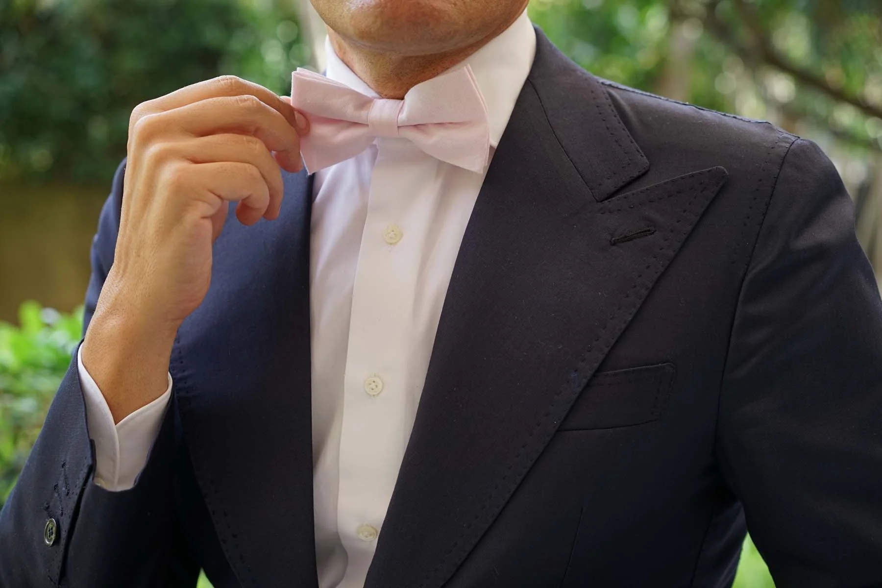 Blush Pink Slub Linen Bow Tie - Image 5