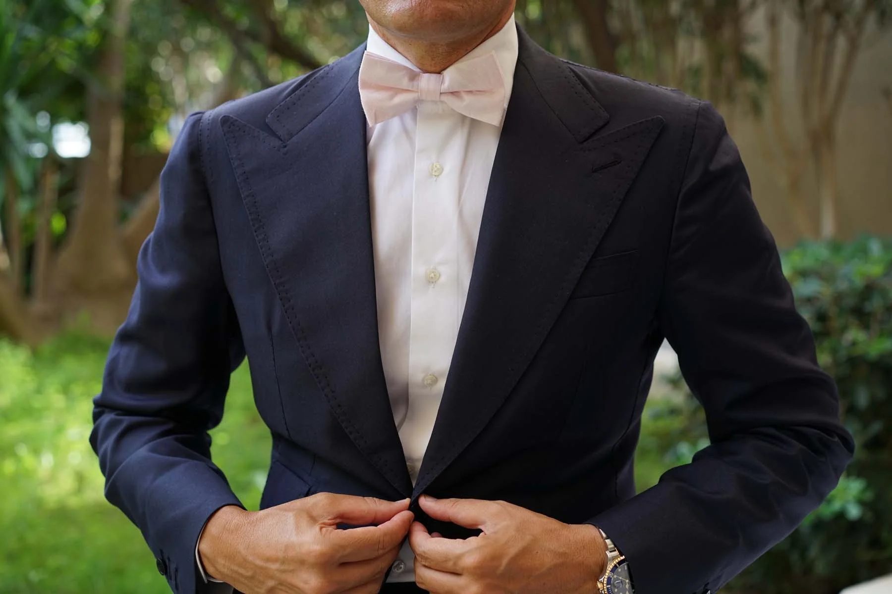 Blush Pink Slub Linen Bow Tie - Image 7