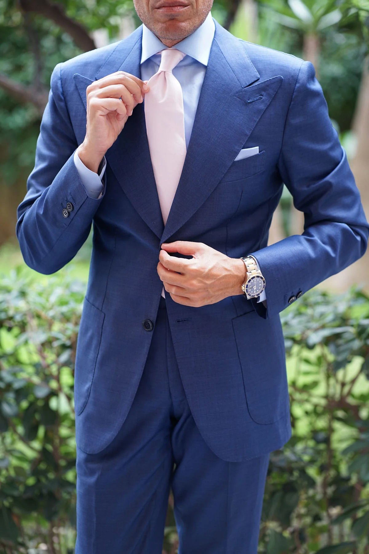 Blush Pink Slub Linen Necktie - Image 7