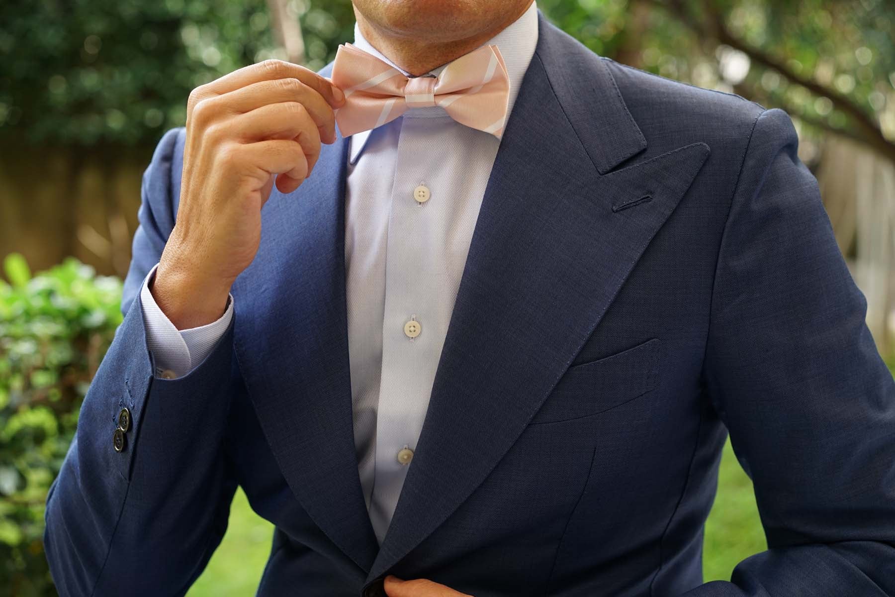 Blush Pink Striped Bow Tie - Image 5