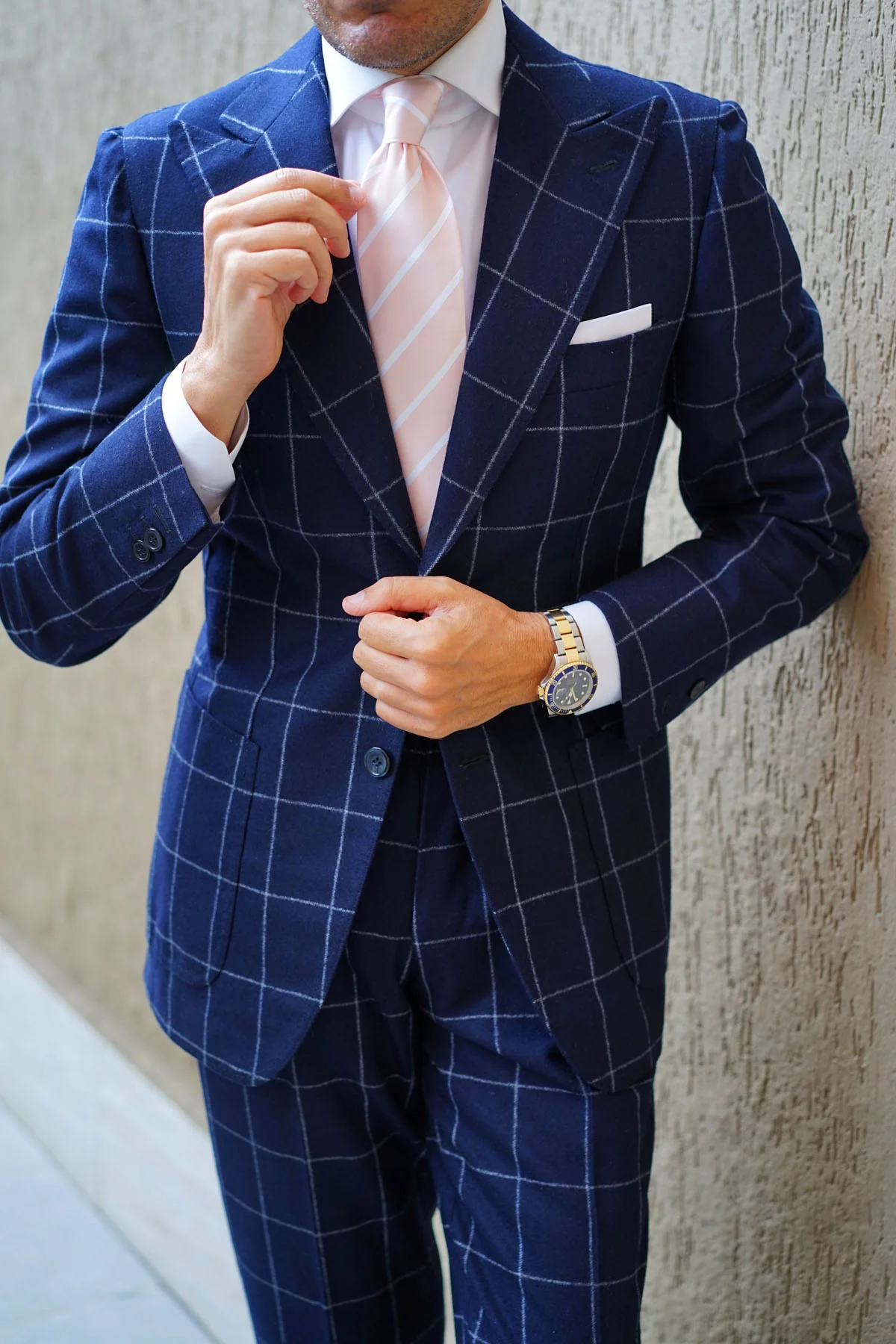 Blush Pink Striped Necktie - Image 5