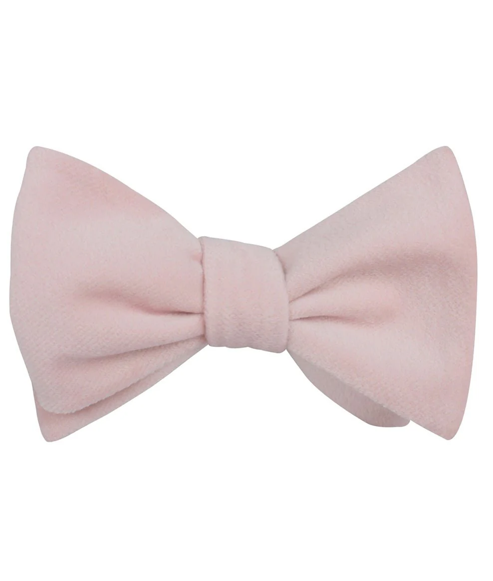 Blush Pink Velvet Self Bow Tie - Image 2