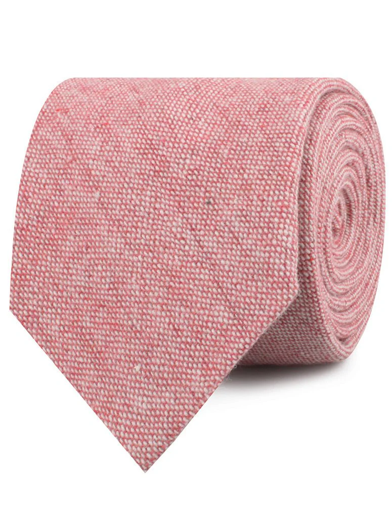 Blush Red Slub Linen Necktie - Image 2