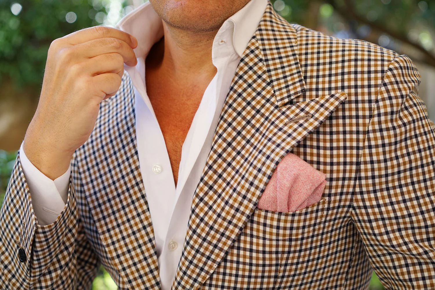 Blush Red Slub Linen Pocket Square - Image 5