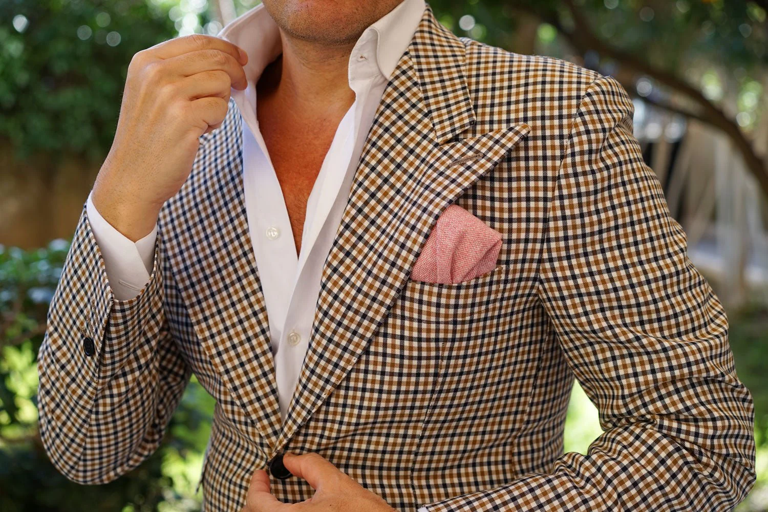 Blush Red Slub Linen Pocket Square - Image 6