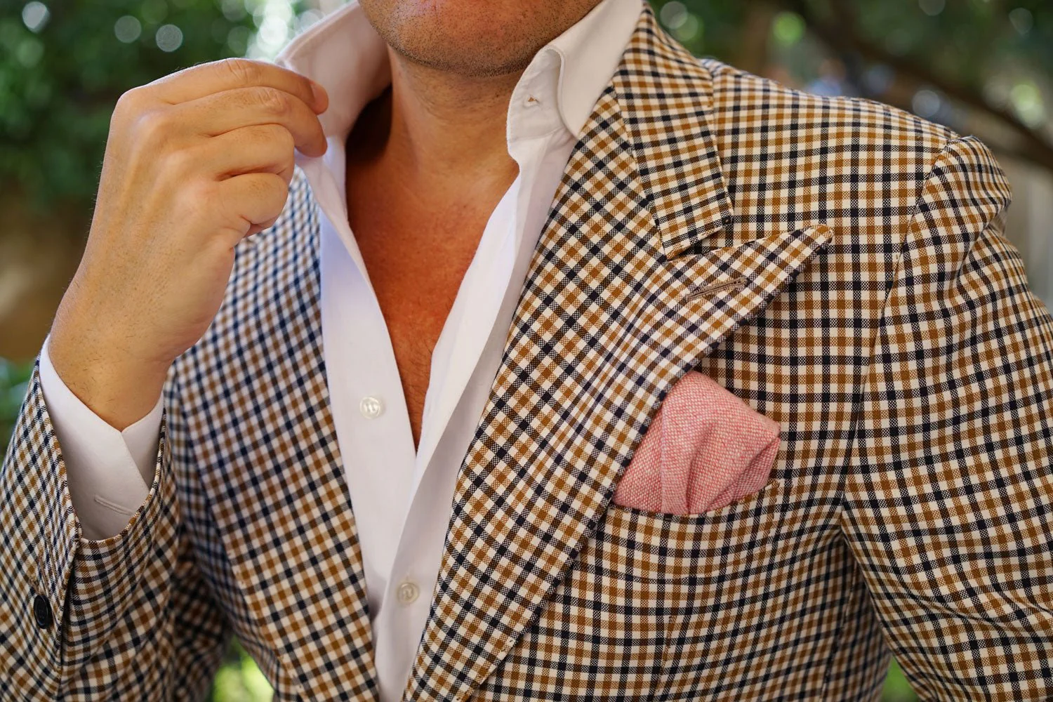 Blush Red Slub Linen Pocket Square - Image 7
