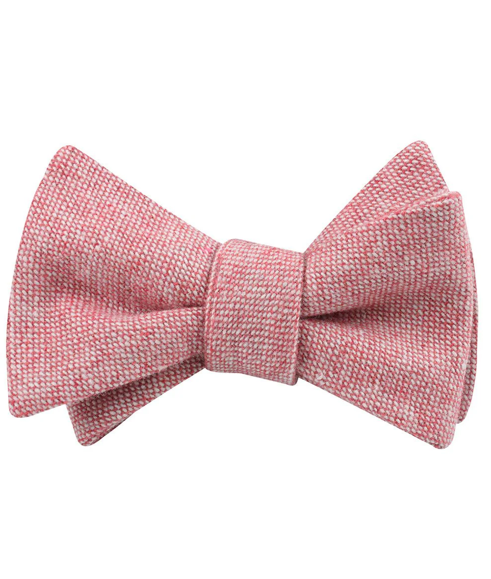 Blush Red Slub Linen Self Bow Tie - Image 2
