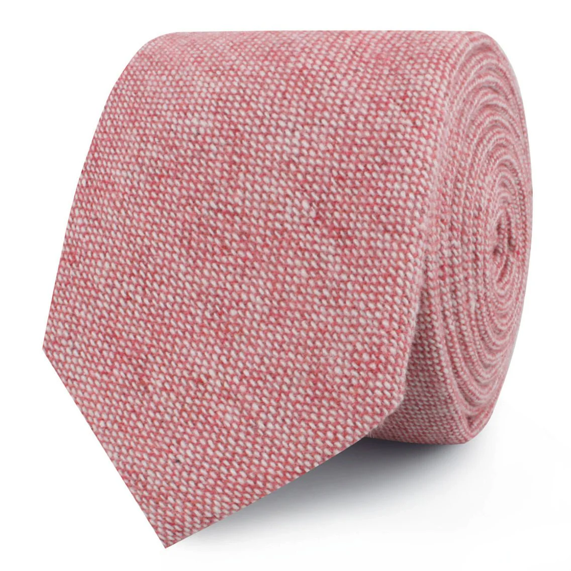 Blush Red Slub Linen Skinny Tie - Image 2