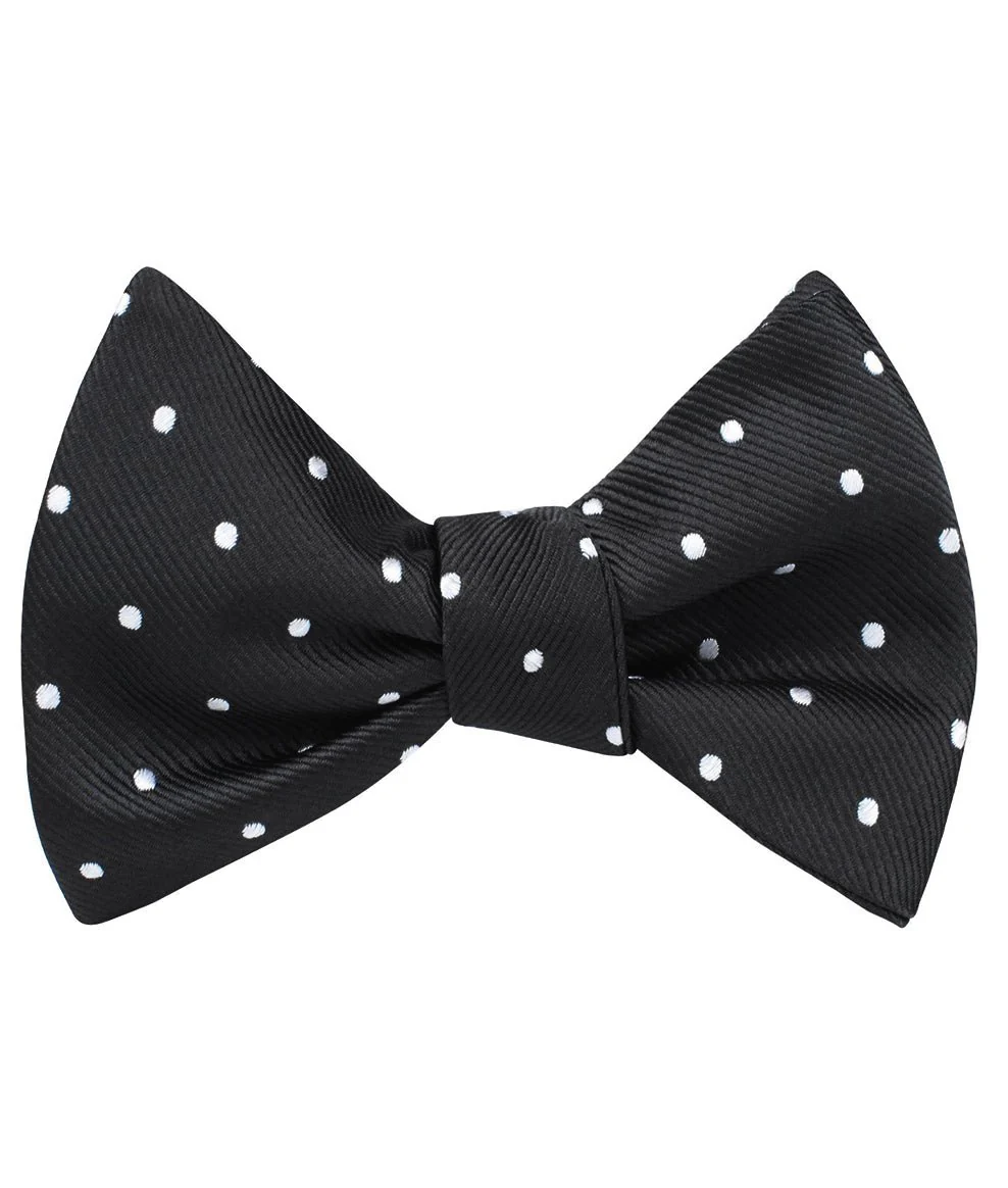 Bond Black Polka Dots Self Bow Tie - Image 2