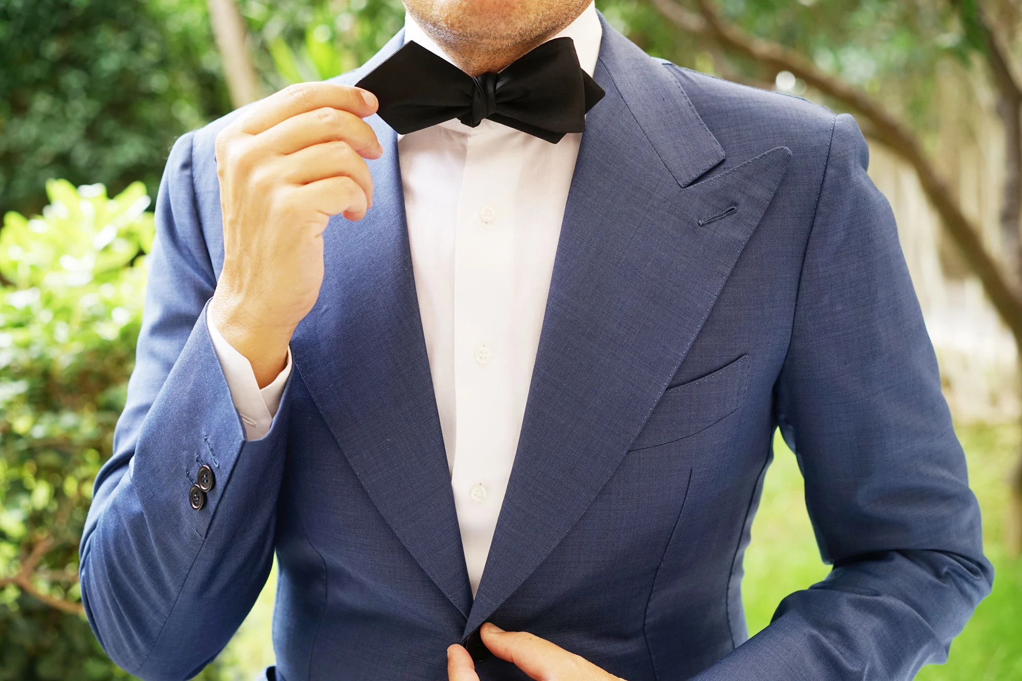 Bond Black Self Tie Diamond Tip Bow Tie - Image 10