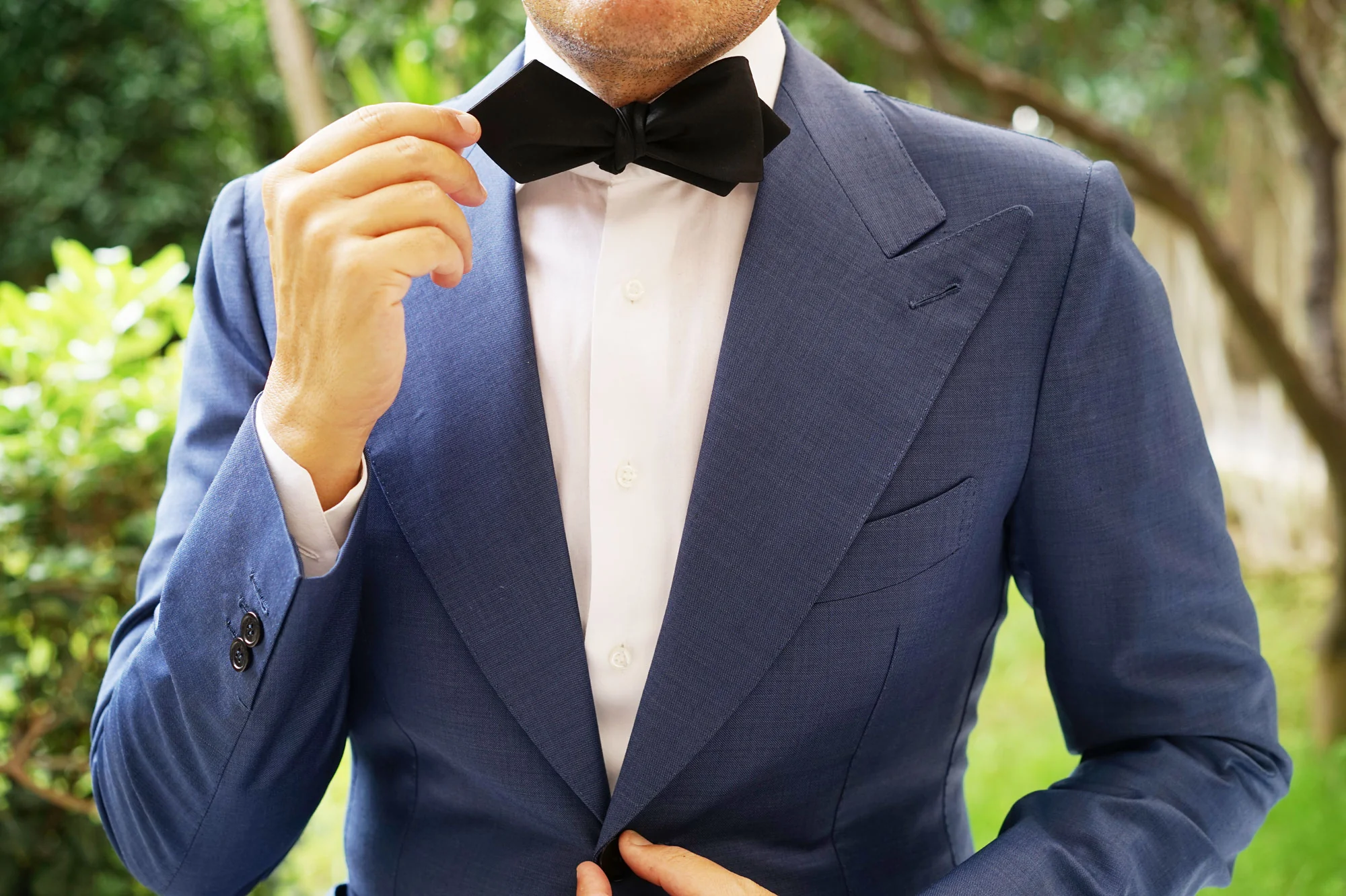 Bond Black Self Tie Diamond Tip Bow Tie - Image 11