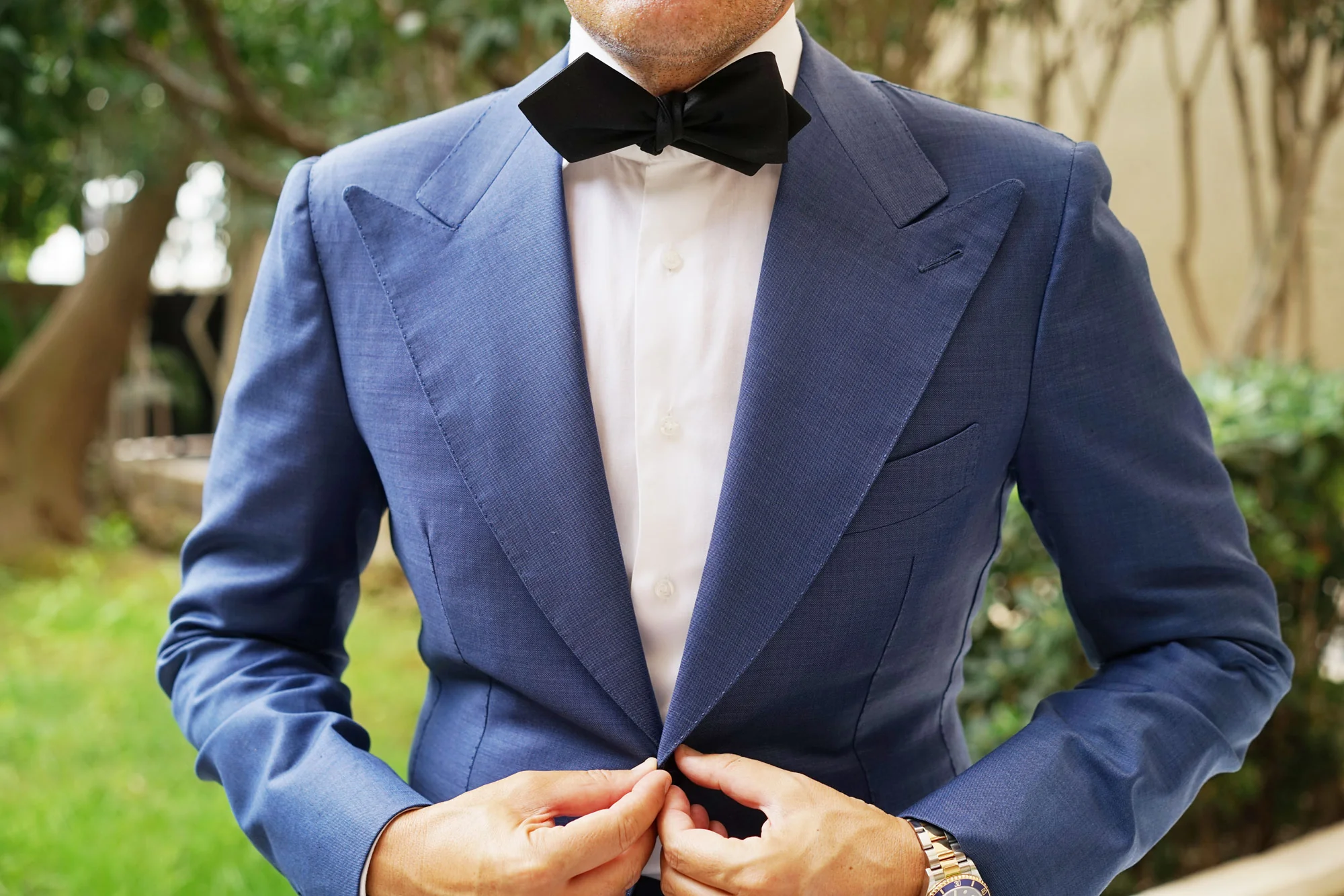 Bond Black Self Tie Diamond Tip Bow Tie - Image 5