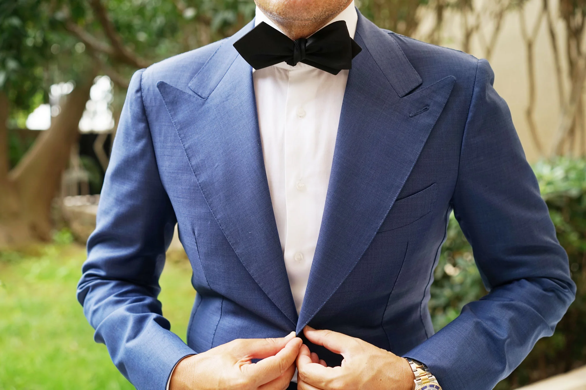 Bond Black Self Tie Diamond Tip Bow Tie - Image 9