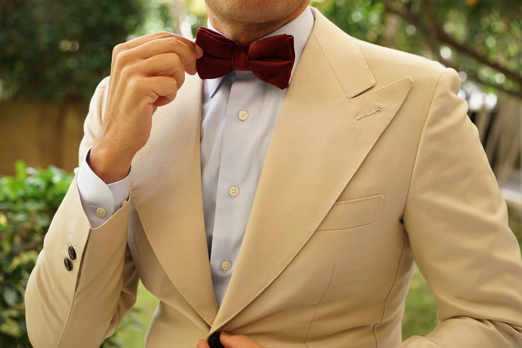 Bond Burgundy Velvet Bow Tie - Image 3