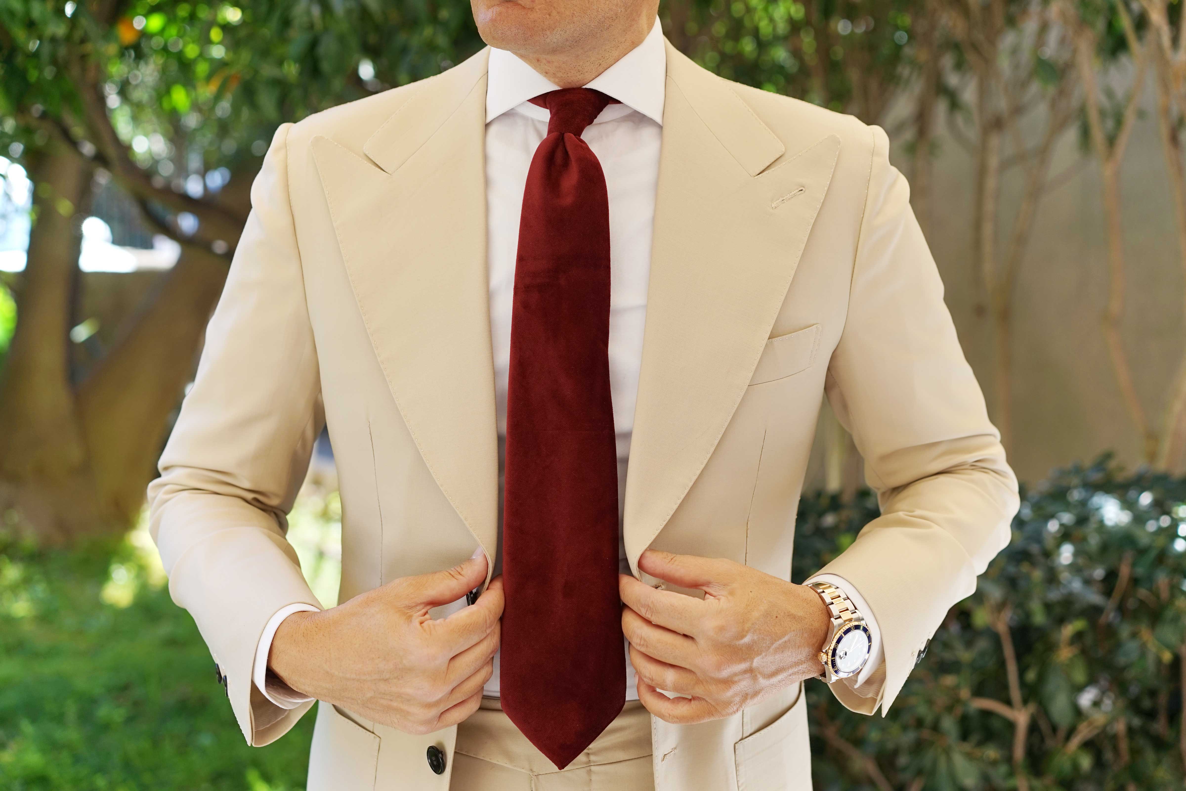 Bond Burgundy Velvet Necktie - Image 7