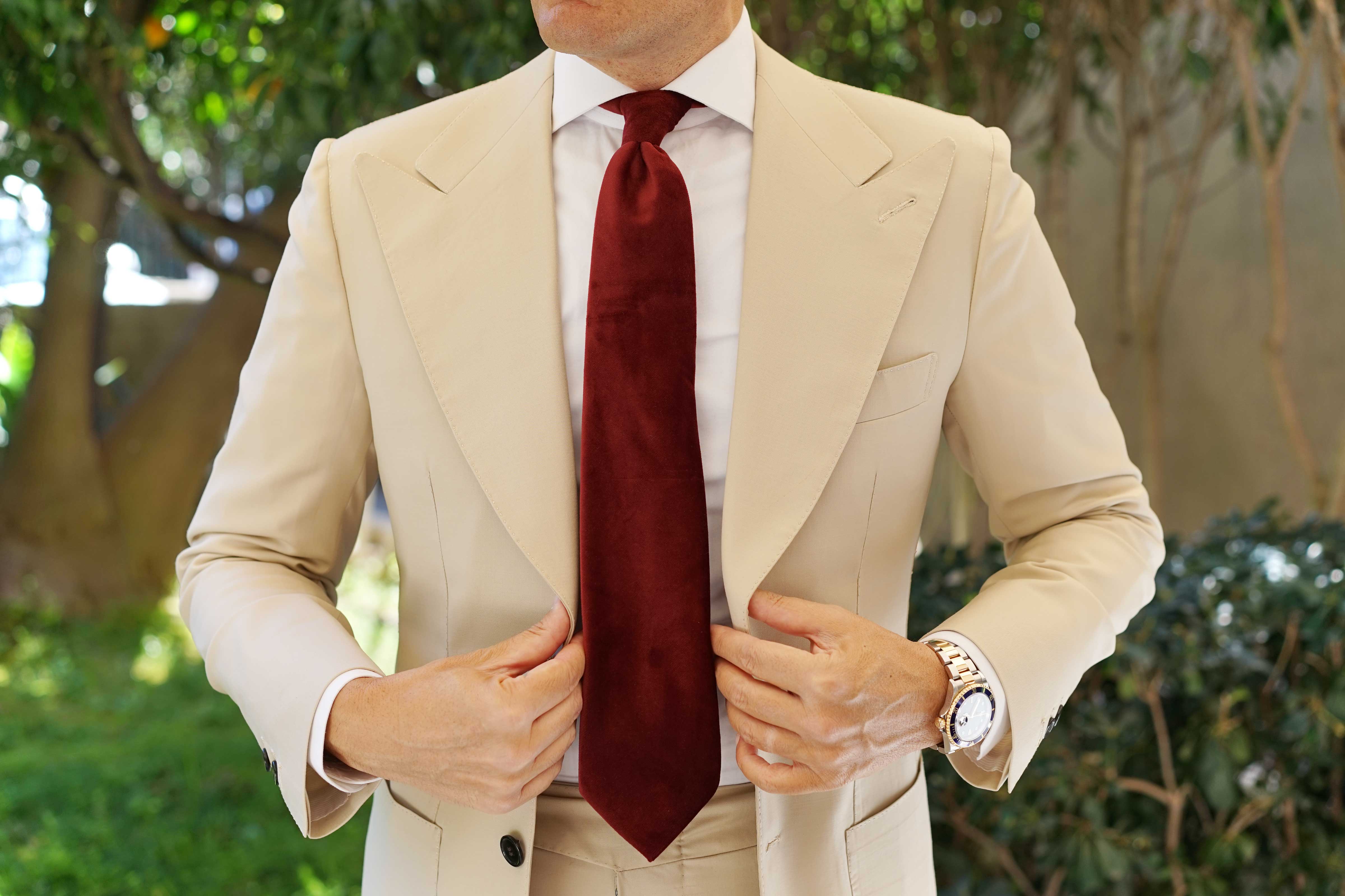 Bond Burgundy Velvet Necktie - Image 9