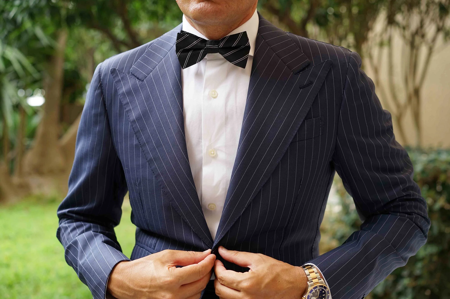 Boston Black Striped Bow Tie - Image 3