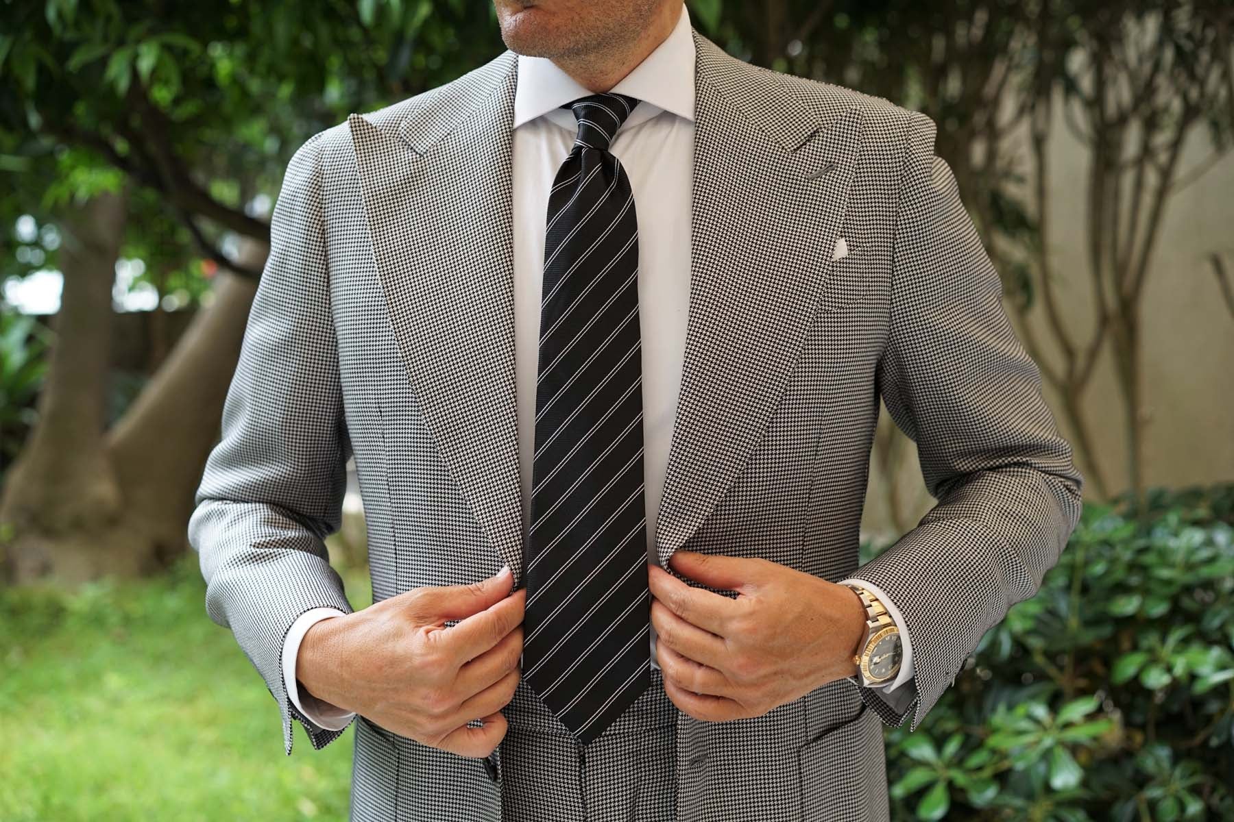 Boston Black Striped Necktie - Image 4