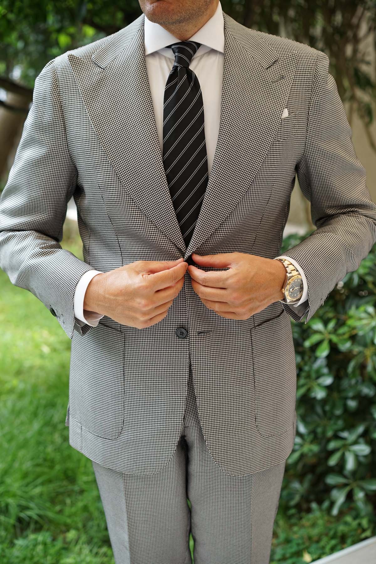 Boston Black Striped Necktie - Image 5