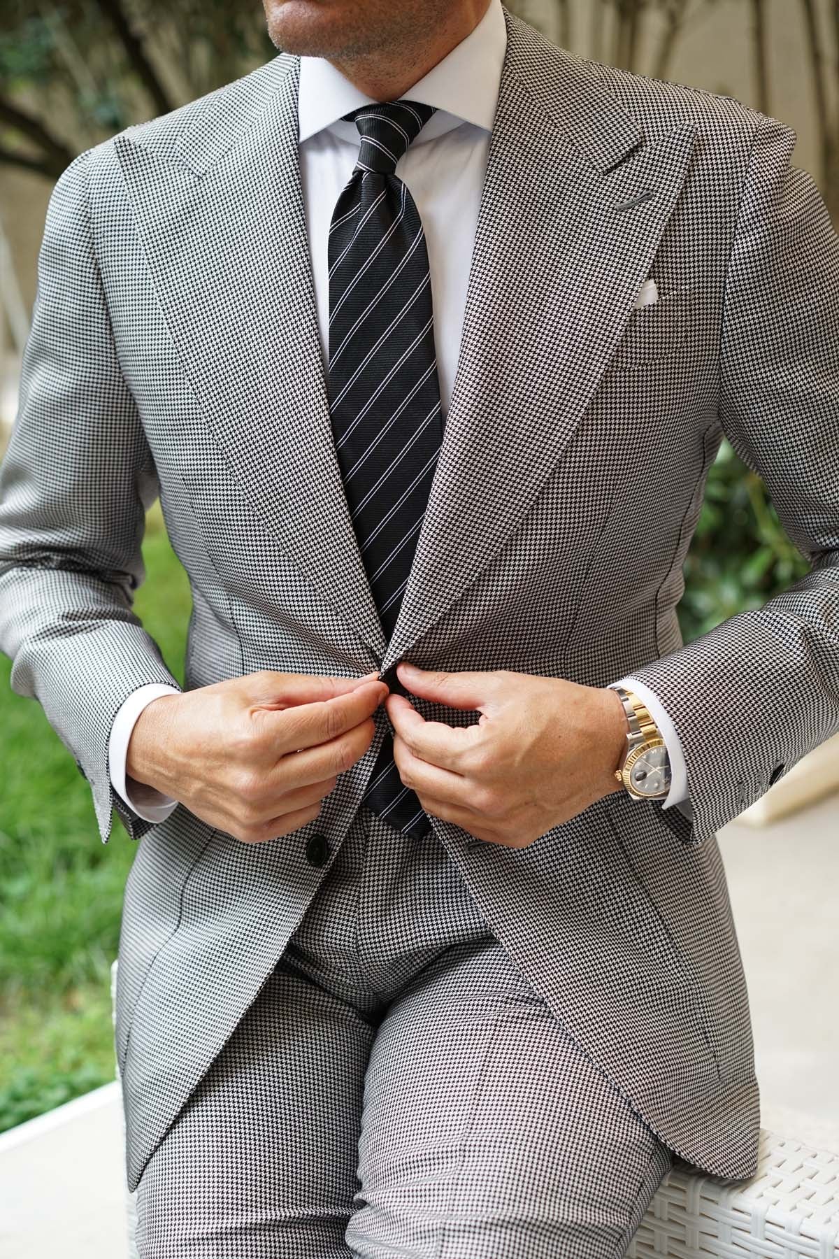Boston Black Striped Necktie - Image 7