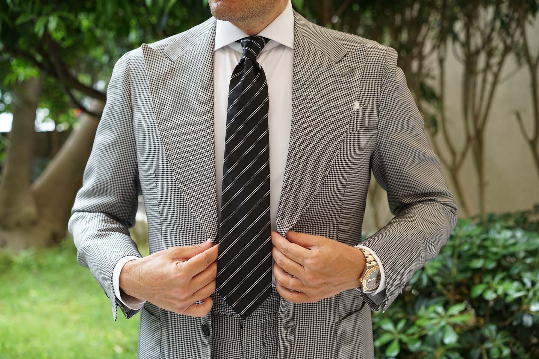Boston Black Striped Necktie - Image 8