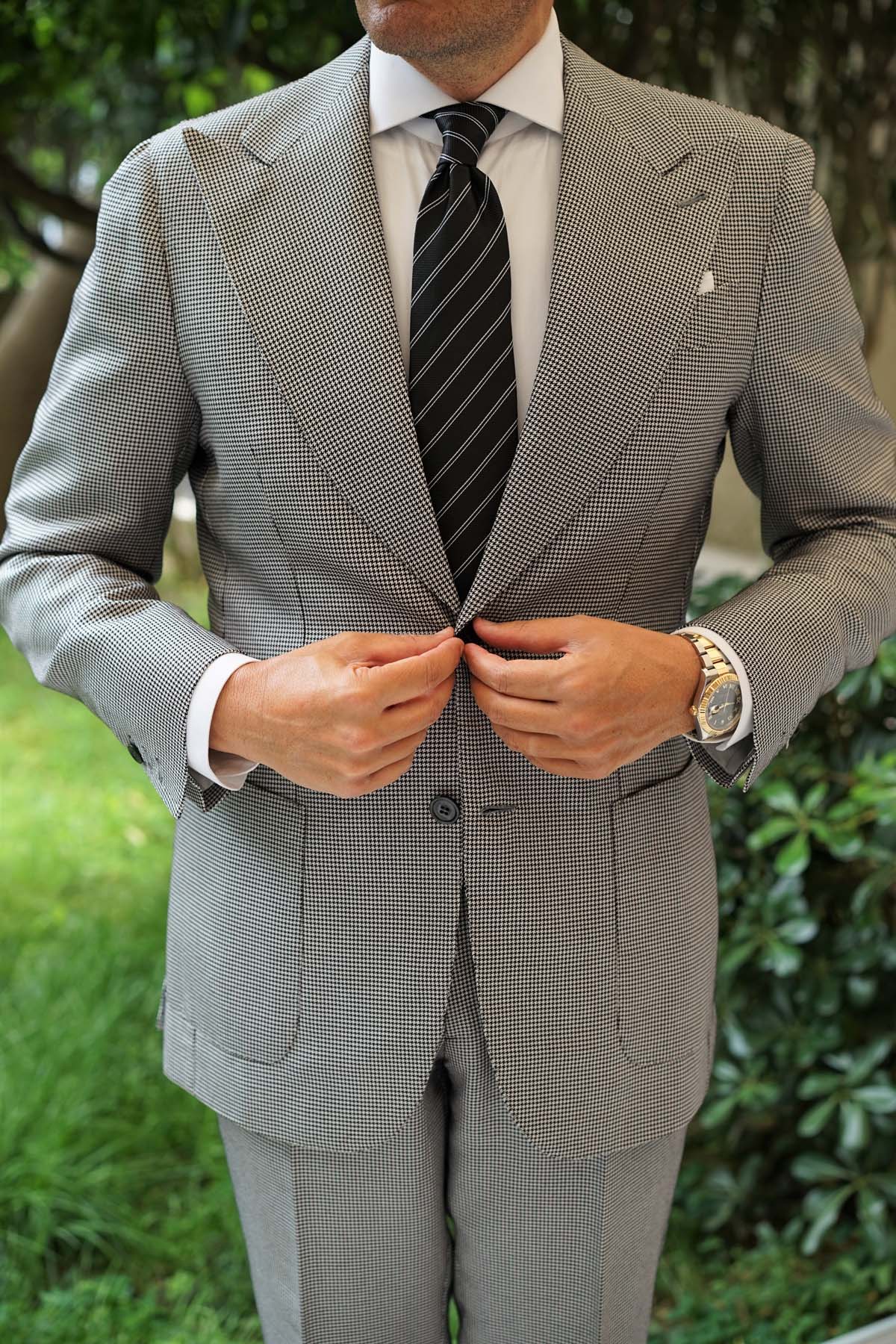 Boston Black Striped Necktie - Image 9