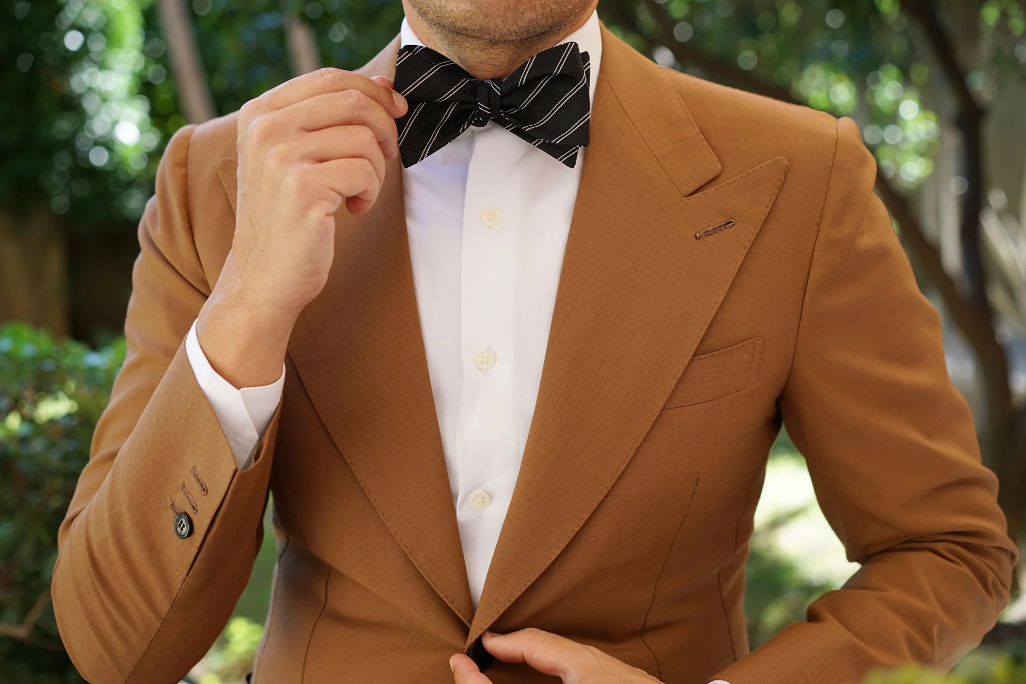 Boston Black Striped Self Bow Tie - Image 7