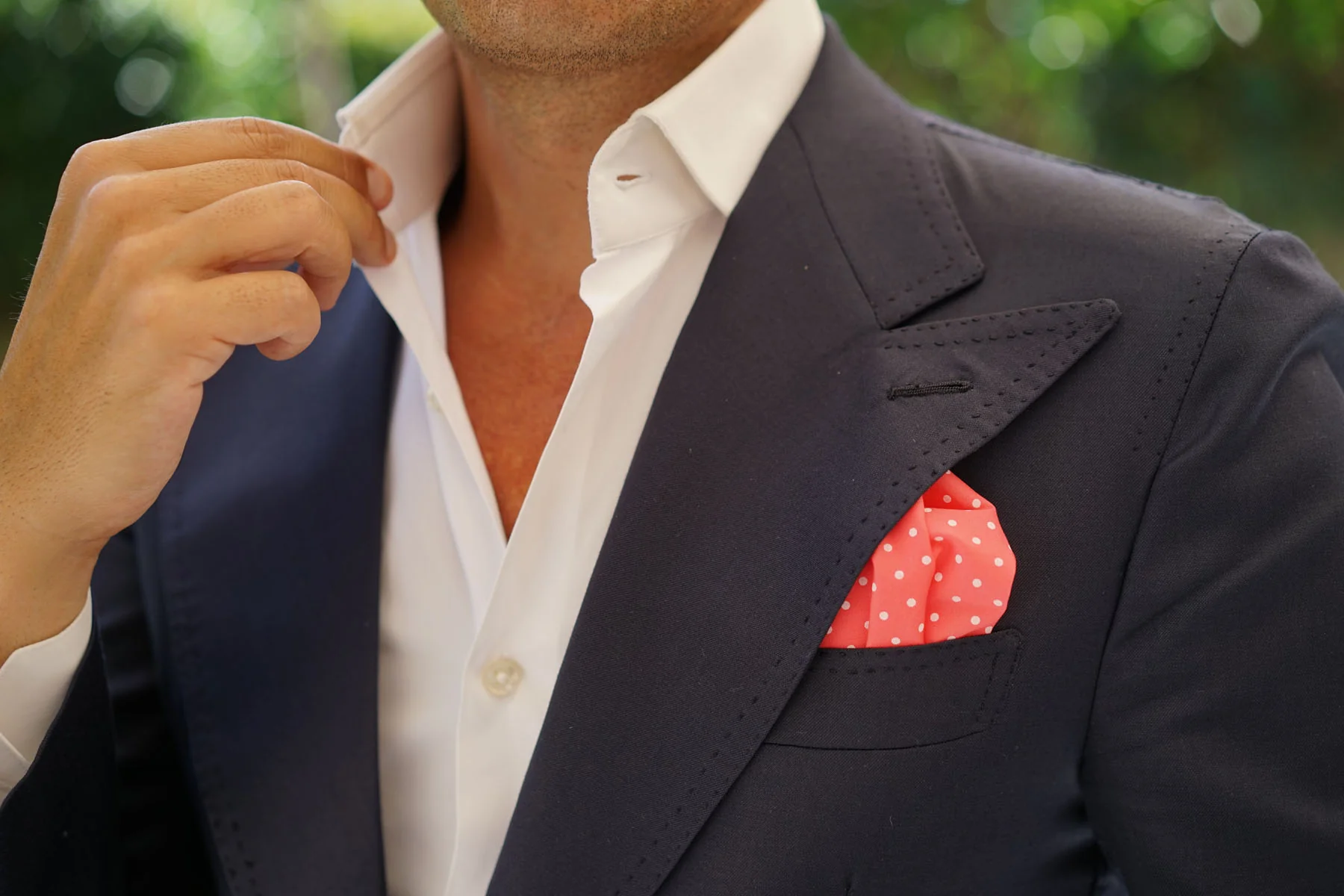 Bright Pink with White Polka Dots Cotton Pocket Square - Image 8