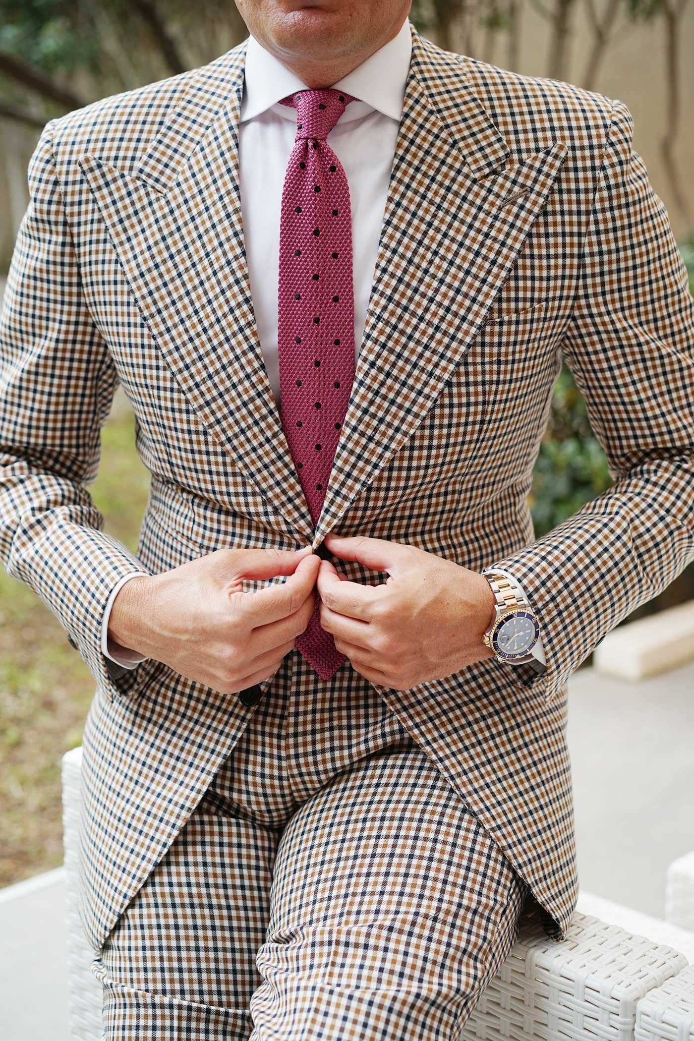 Brizo Pink Polka Dot Knitted Tie - Image 4