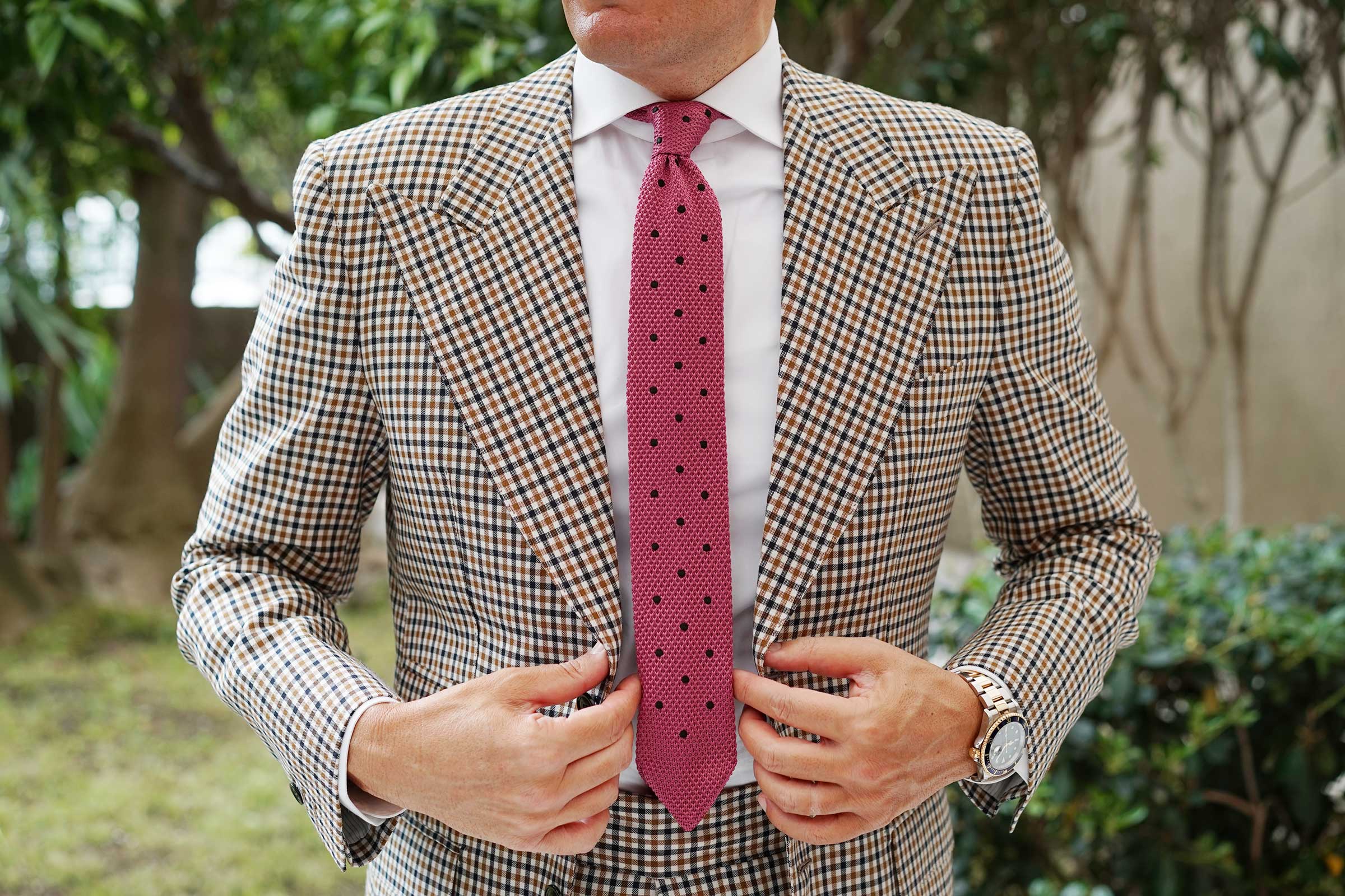 Brizo Pink Polka Dot Knitted Tie - Image 5