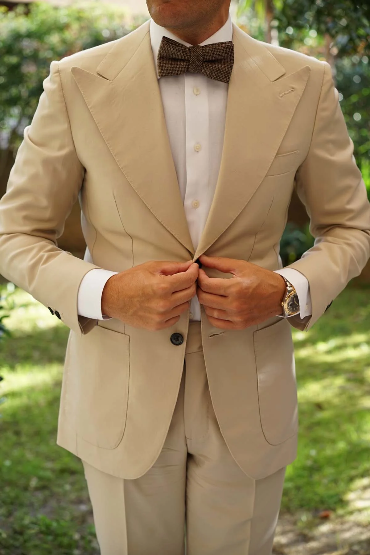 Brown Caramel English Wool Bow Tie - Image 7