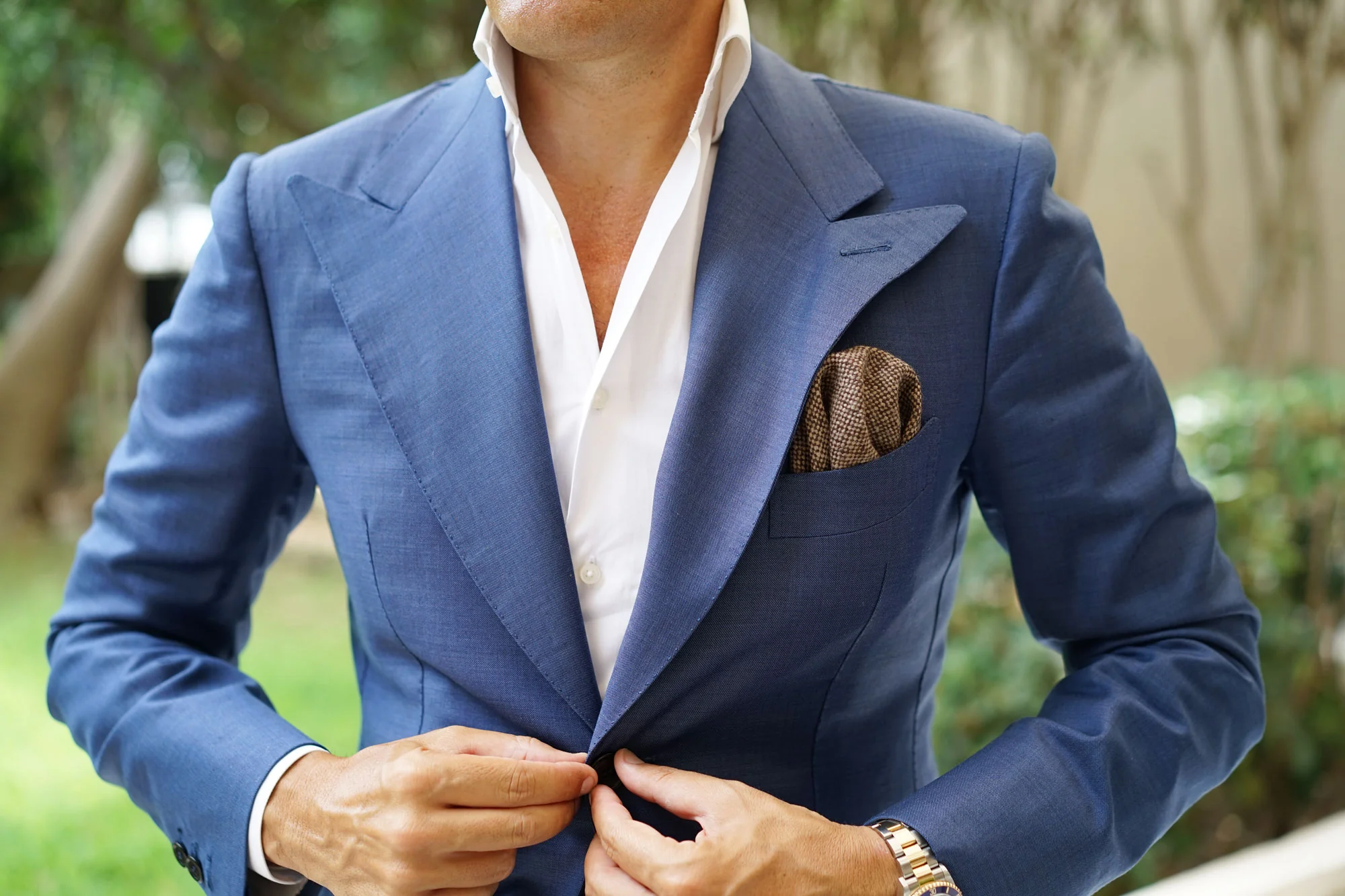 Brown Caramel English Wool Pocket Square - Image 3